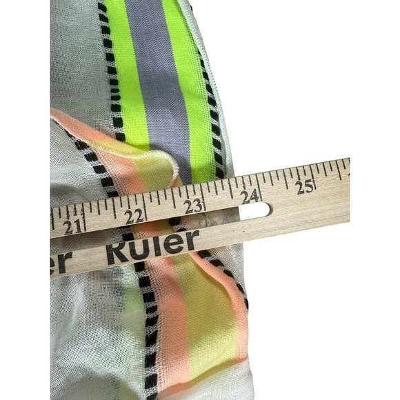 Beca Beach Cover Up Womens XS Neon Stripe Belted Lightweight Fringe Tassel Boho - Picture 3 of 10